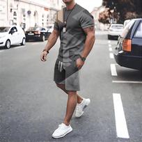 Vyriški trumpomis rankovėmis marškinėliai Šortai 2 dalių komplektai Vyriški sportiniai kostiumai Apvalia kaklo iškirpte Spausdinti Oversize marškinėliai Street tipo sportinė apranga Vyriški drabužiai 6XL gray