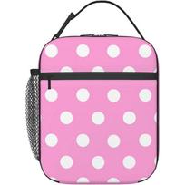 Ladybug Black and Red Polka Dot Portable Lunch Bag Insulated Lunch Box Reusable Cooler Totes for Women Men Adults Girls Work 26x21x11CM smėlis