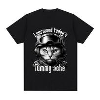 Summer Fun Cat Terrier Print T-Shirt Fashion Trend Loose Casual Men's and Women's 100% Cotton O-neck Short-Sleeved Tshirts Tops S