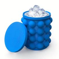 Ice Cube Mold Ice Tray Large Silicone Ice Bucket (2-In-1) Ice Cube Maker Circular Portable (Dark Blue) Suitable for Summer blue