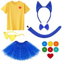 Kids Costume Dress Up Set 7 Pieces Includes Tutu Skirt Headband Bow Tie Tail Sunglasses And Button Accessories For Role Play mėlyna