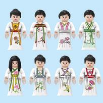 Ancient Chinese Han Dynasty Clothing 4.5cm Action Figures Minifigures Block Brick Children Model Building Kits Education Toys
