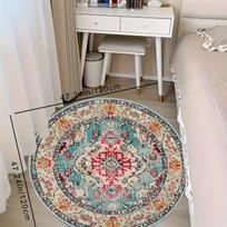 1Pcs  Boho Chic Pattern Round Area Rug Indoor Non-Slip Washable Fiber Carpet Soft Comfortable Mat For Bedroom Living Room 60X60cm gray