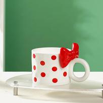 Bo Dian Bow Knot Water Cup Girlfriend Breakfast Milk Cup Afternoon Tea Coffee Cup Office Home Ceramic Mug Creative Drinking Set 420ml