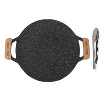 Apvalus kepsninės keptuvas Metalinis nelipnus grotelių barbekiu plokštelė Daugiafunkcinė apvali keptuvė skirta M 30*29*3cm
