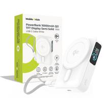 Mobile Origin 10000 mAh Qi2 TFT Display Semi-solid PowerBank PB19 – USB-C Cable White