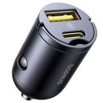 Baseus Tiny Star Mini Car Charger USB-A/USB-C 30W Cosmic Black