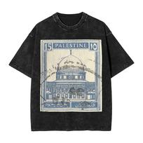 Madingas Palestinos pašto ženklas 1920-ųjų T-shirt vyrams O iškirptė 100% medvilnė skalbta T-shirt trumpos rankovės marškinėliai Unikalūs viršutiniai drabužiai M gray