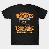 Men Black Print T-shirt Trombone No-Cut Transfer Paper Print Cotton Tshirt 2XL juoda