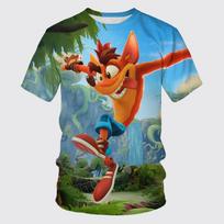 Crash Bandicoot - Vaikų 3D spausdinimo marškinėliai, Laisvalaikio sportinis viršus, Animacinis apvalios apykaklės trumpomis rankovėmis vasaros mados marškinėliai 130