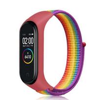 Durable Nylon Strap For Xiaomi Mi Band 3/4/5/6 Adjustable Breathable Loop Replacement Lightweight Rainbow