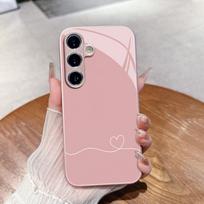 Electroplated glass phone case suitable for Samsung Galaxy S26 S25 S24 S23 S22 S20 S11 S10 FE Ultra Plus anti drop heart pattern For Galaxy S10 rožinė