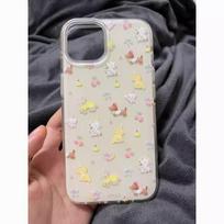Milk yellow cherry puppy iPhone17/16promax mobile phone case for Apple 15 white background imd case 14/Air IPhone17ProMax