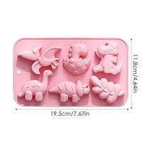 3D Dinosaur Silicone Fondant Chocolate Candy Mould Biscuit Cake Candle Soap Craft Baking Mold Decor Pastry DIY Tools rožinė