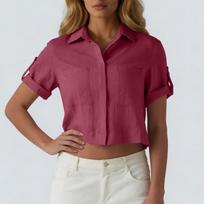 Womens Spring Tops Casual Button Down Short Sleeve Blouse Summer Shirts for Women Loose Fit Womens Summer Shirts XL