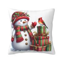 Pillow Case Christmas Snowman Square Pillow Cover Vintage Cushion Cover Custom DIY Pillowcases For Wedding Party Home Decor 30cmx30cm