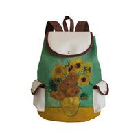 Wind Creative Van Gogh Oil Painting Print Backpack, Large-Capacity Student Schoolbag, Portable Travel Backpack