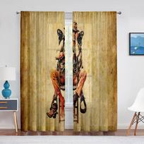 Vakarų Kaubojus Kaubojus Jojantis Ant Žirgo Skaidrios Voile Užuolaidos Svetainei Miegamajam Virtuvės Langui Šifono Tiulio Užuolaidos Dekoras 1 PCS W100XH250cm&Rod Pocket