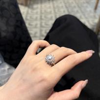 Sunflower Pearl Zircon Ring Women'S Light Luxury Design Exquisite Index Finger Ring Flower Jewelry Opening adjustable