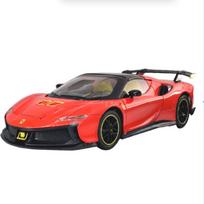NEW 1/24 Ferrari SF90 XX Stradale Supercar Alloy Car Model Sound and Light Pull Back Children's Toy Collectibles Birthday Gift raudona