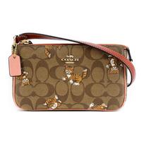 Coach Signature drobės katyčių rašto mini rankinė per petį su riešo dirželiu moterims kasdieniam kelioniniam naudojimui Basic Set (Bag+Dust Bag) brown