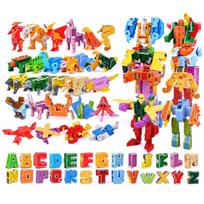 26 GUDI English Letter Alphabet Transformation Robot Dinosaur Deformation Animal Action Figure Learn A-Z Playthings Collection