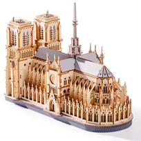 Rolife 3D Wooden Puzzle Notre Dame Cathedral Model Colorable Architectural Model Interior Decoration Creates Atmosphere Entryway Craft Kit DIY Time