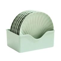 10PCS Nordic Style Shell-shaped Spit Bone Dish with Storage Base Microwave-safe Fruit Plate Plastic Dinner Dish Food Scrap žalia