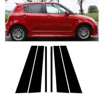 6 VNT. Poliruoti statramsčio apdailos lipdukai Suzuki Swift 5 Durų 2005 2006 2007 2008 2009 2010 2011 2012 2013-2016 Durų Langų Apdailos Lipdukai juoda