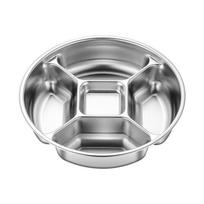 Round Stainless Steel Divided Serving Tray,5-Compartment Stackable Prep Dish for Spices,Condiments,Snacks & Meal Prep