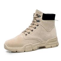 Winter New Men Ankle Snow Boots Fur Plush Warm Outdoor Sneakers Boots Male Classic Fashion Desert Boot Casual Boots Botas Hombre 44 smėlis