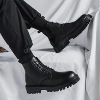 Madingi PU odos vyriški ankle boots, laisvalaikio batai lauke, lengvi dizainerių vyriški šilti darbiniai batai 2024, klasikiniai rankų darbo batai 39 juoda