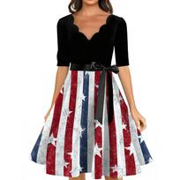 Flag Dress for Women Vintage Fit and Flare Patriotic Dress for Women 4Th Of July Dresses for Women Dress XL