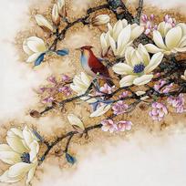 Deimantų tapyba Graži magnolijos gėlių ir paukščių medžių peizažas Siuvinėjimas kryželiu 30x30CM
