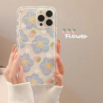 Ins Drugelis Mėlyna Gėlė Meškinas Tulpės Minkšto Silikono Banguotas Telefono dėklas Skirtas Iphone 12 13 Pro Max Min 11 Xsmax X Xr 7 8 Plus Dangtelis for iphone 12 mini