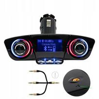 Automobilinis „Bluetooth FM“ siųstuvas, „AUX“, „BT“ įkroviklis su „USB“ ir voltmetru