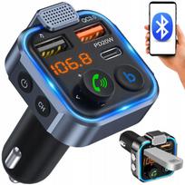 Automobilinis „Bluetooth“ FM siųstuvas P5 su 3x USB QC greituoju įkrovikliu