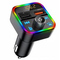 FM siųstuvas Bluetooth MP3 SD įkroviklis 2x USB greitas įkrovimas QC3.0 RGB