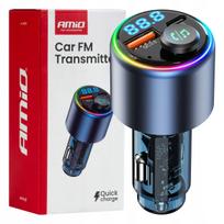 Automobilinis FM siųstuvas 1×USB-A 1×USB-C 12V 24V AMIO-04655