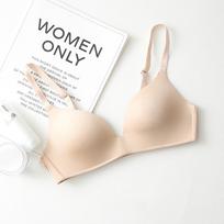 Thin Seamless Women's Underwear Bra Small Breasts Gathered Without Steel Ring Comfortable Breathable Triangle Cup Bra 85 smėlis