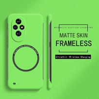 Rėmelio neturintis magnetinis plonas dėklas Magsafe palaikymui skirtas Xiaomi Redmi 12 13 14C Redmi Note 13 Pro Poco M6 Pro Plus Kietas PC matinis galinis dangtelis Redmi 12 žalia