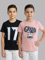 Monte Carlo Boy Regular Fit Peach-Black Tshirt 11-12 Years