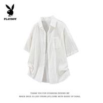 PLAYBOY Men's Ice Silk Short Sleeve Casual Shirt 4XL