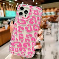 Pink leopard print apple 15 mobile phone case iphone14promax transparent soft rubber 13/12/11 all-inclusive anti-drop xr apple 15promax
