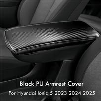 For Hyundai Ioniq 5 2023 2024 2025 Black PU Leather Armrest Cover Ioniq5 Center Console Cover Armrest Box Cover Decoration Armrest Cover