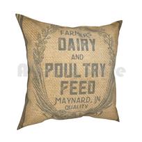 Vintage Burlap Style Dairy Poultry Feed Sack Design Pillow Case Printed Home Soft DIY Pillow Cover Vintage Burlap Dairy Cow 30x30cm 12x12in