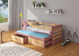 Lova Tiarro 90x200 cm su šonine apsauga, ruda/rožinė
