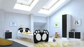 Vaikiška lova Bear 164, 80x160 cm, balta/juoda
