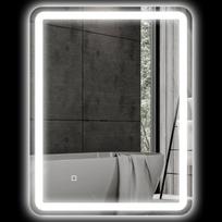HOMCOM Vonios veidrodis, 60 x 80 cm LED veidrodis su jutikliniu jungikliu, atminties funkcija, sieninis veidrodis nuo rasojimo, šviesos veidrodis su 3 šviesos spalvomis, sidabrinis, Sidabras