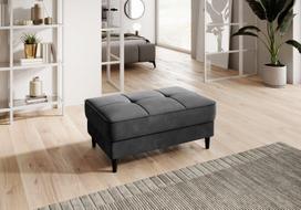 Pufas Bellis, 97x62x42cm, aksominis, tamsiai pilkas